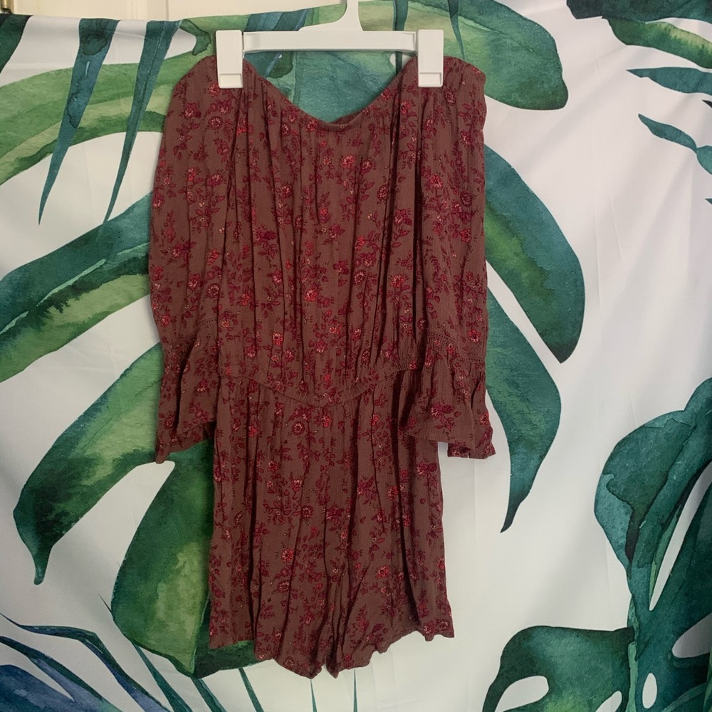 Off the Shoulder Pink Floral Romper